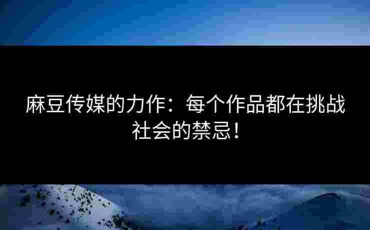 麻豆传媒的力作：每个作品都在挑战社会的禁忌！