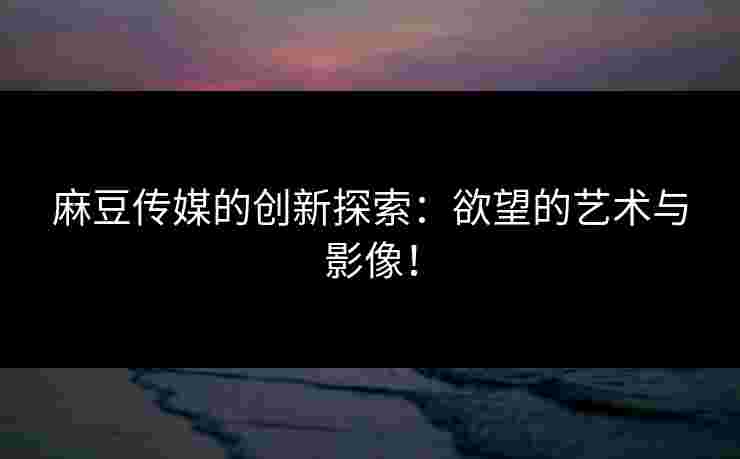 麻豆传媒的创新探索：欲望的艺术与影像！